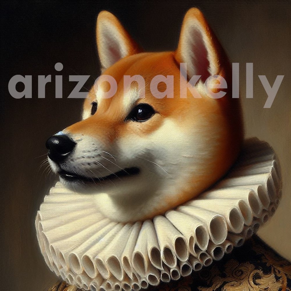 3x3 magnet Shiba Inu magnet Elizabethan oil portrait - Picture 1 of 7